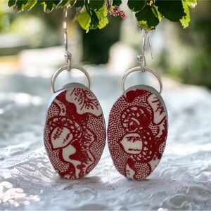 Broken china earrings made from vintage china